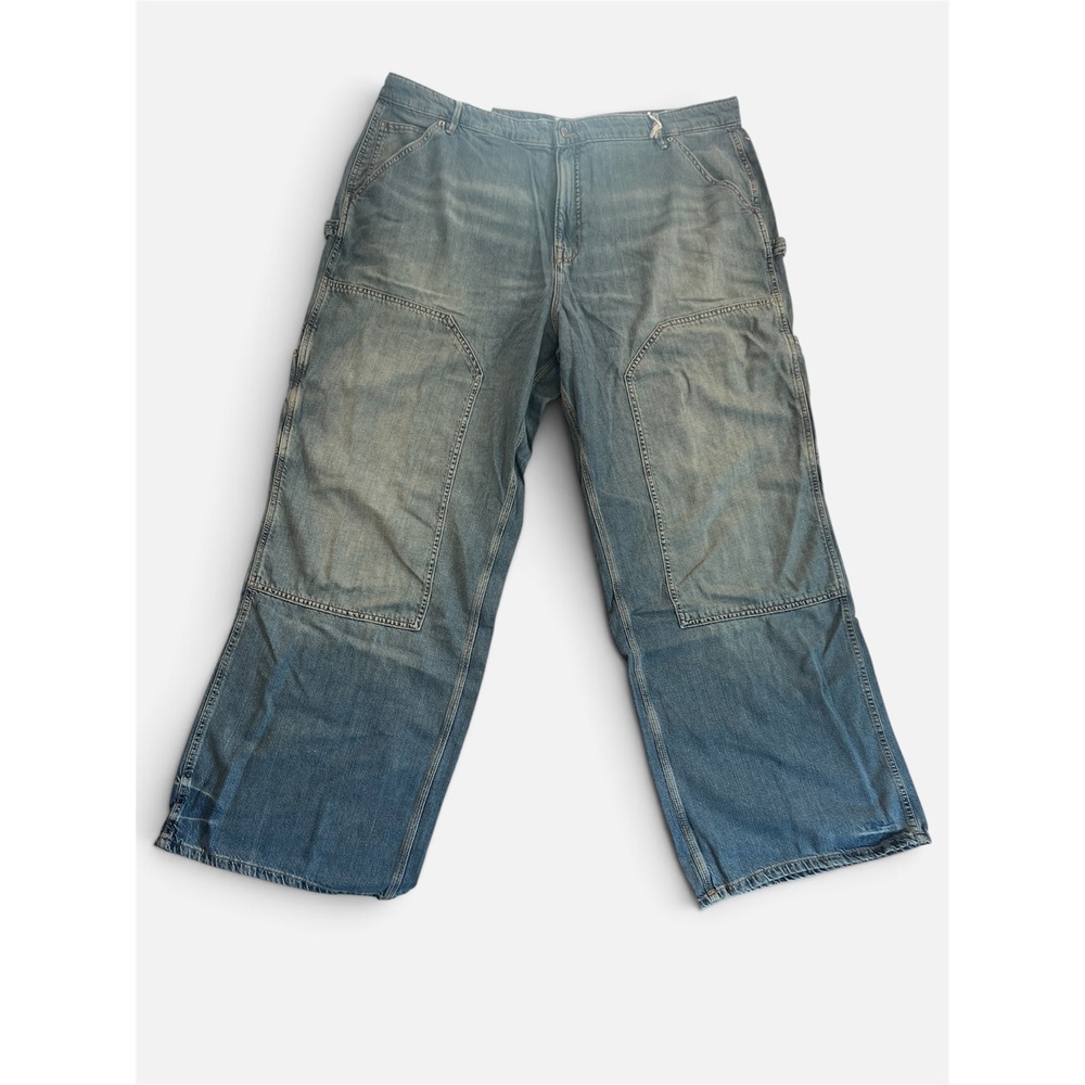 Good American Good Ease Relaxed Carpenter Jeans Wide Leg Indigo879 Size 20 NEW